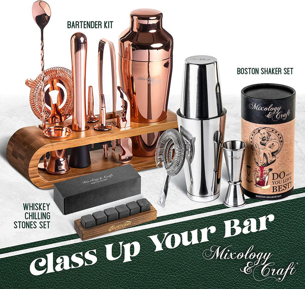 Mixology & Craft Bartender Kit - 15 Piece Set Including Cocktail Shaker and  Bar Accessories, Perfect for Drink Mixing at Home, Plus Exclusive Recipe