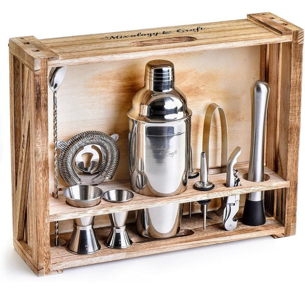 15-Piece Bartender Kit with Stand - Stainless Steel Bar Tool Set