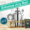 Silver Cocktail Shaker Bar Set with Wood Stand