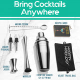 Silver Portable Bartender Cocktail Shaker Set