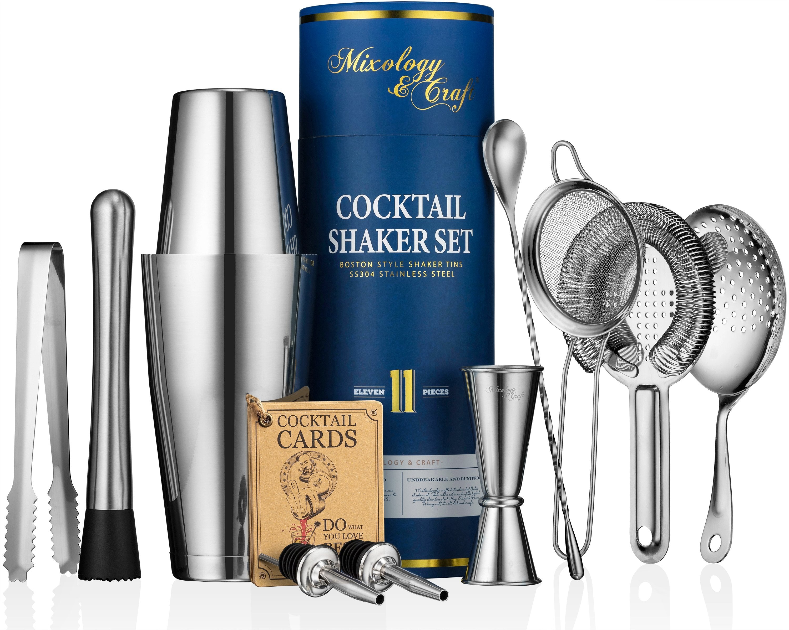 Cocktail Set with Weighted Shaker & Bar Tools