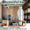 Stainless Steel Cocktail Shaker Bartender Kit with Stylish Bamboo Stand