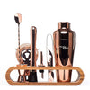 Rose-Gold Bar Tool Set with Bamboo Stand