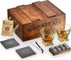 Whiskey Stones Gift Set for Men & Women Rustic Wood Crate
